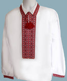 Mens Machine Embroidered Red/Black Shirt