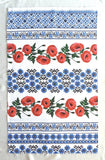 Poppies Kitchen Towel with blue embroidery