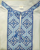 Kozatska Blue Embroidered T on White