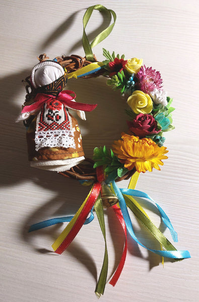 Floral Wreath Motanka doll ornament-3.25 in.